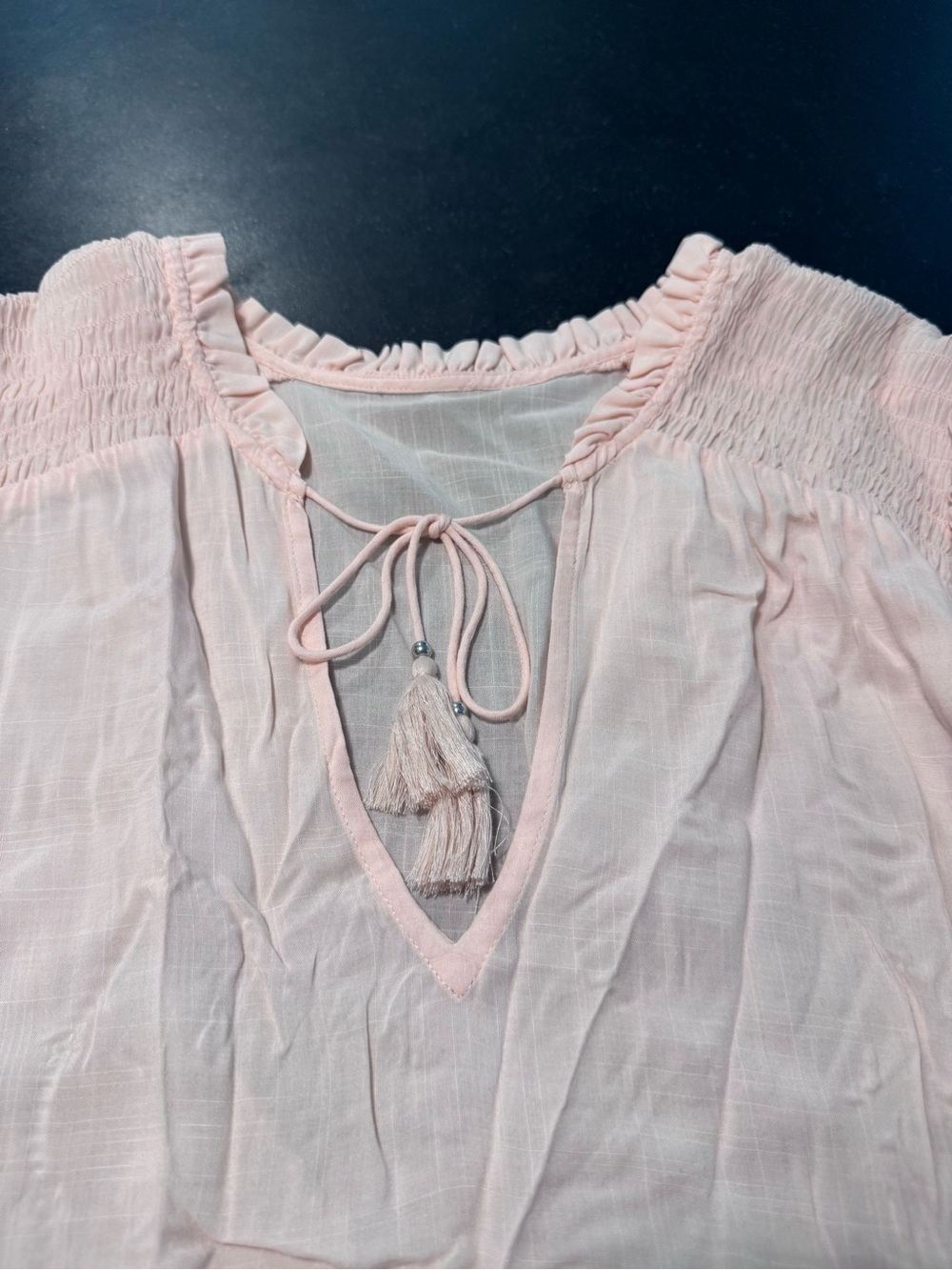 PAIGE Blush Pink Tassel Peasant Tunic